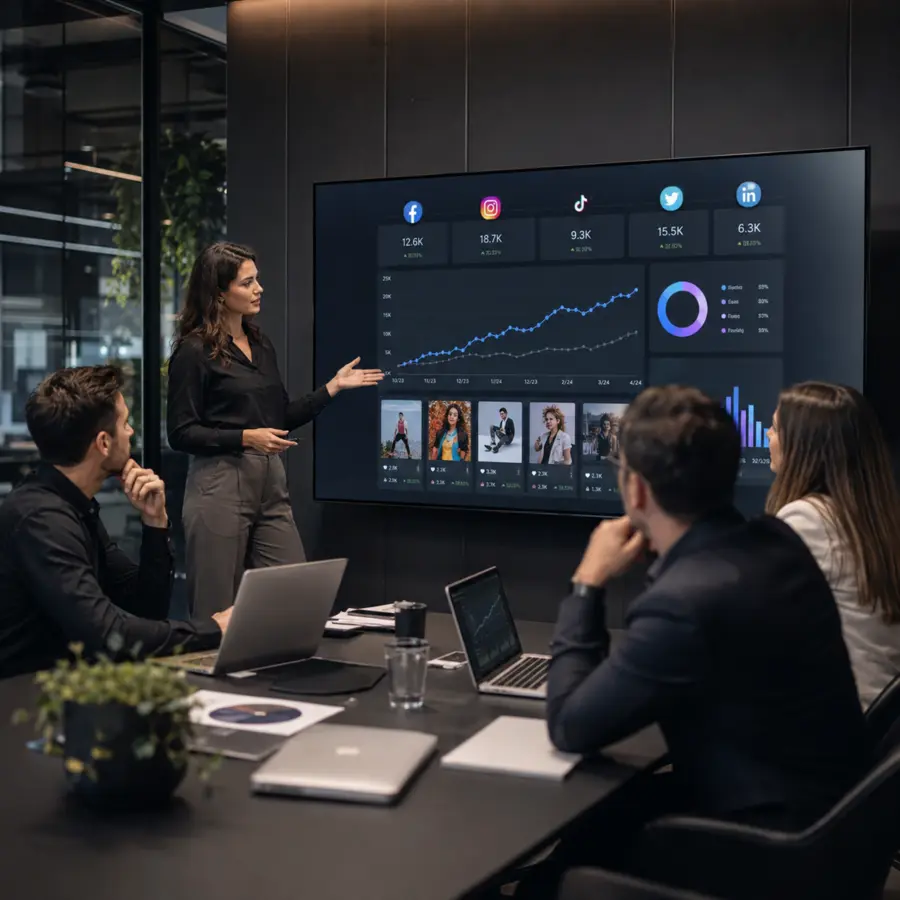 Social media engagement growth campaign analytics presentation